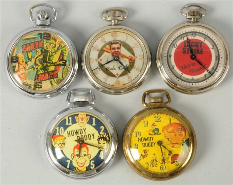 LOT OF 5: CONTEMPORARY CHARACTER POCKET WATCHES.  