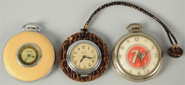 LOT OF 3: POCKET & LAPEL WATCHES.                 