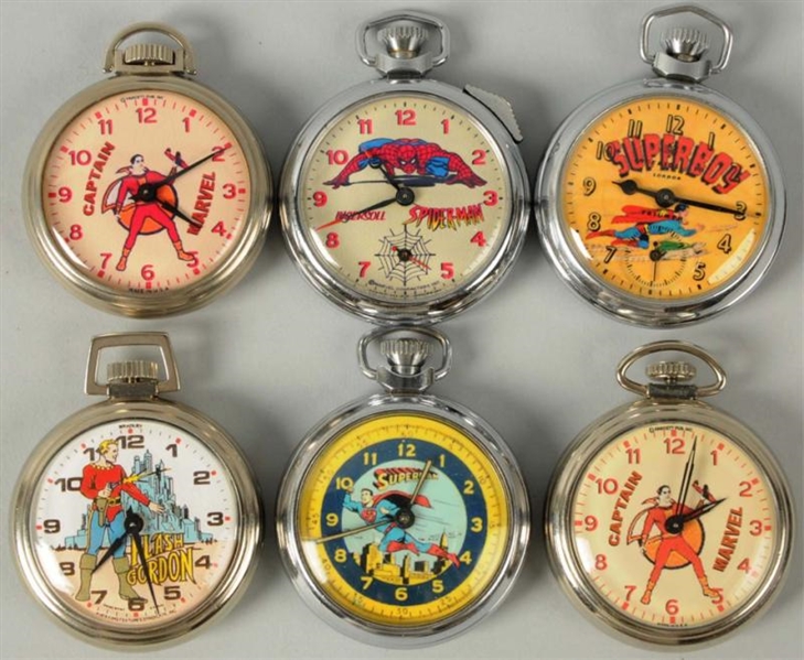 LOT OF 6: CONTEMPORARY CHARACTER POCKET WATCHES.  