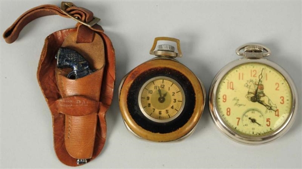 LOT OF 2: WESTERN CHARACTER POCKET WATCHES.       