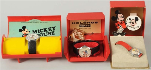 LOT OF 3: DISNEY MICKEY MOUSE & GOOFY WATCHES.    