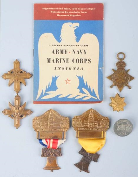 LOT OF 7: MEDALS WITH ARMY, NAVY, MARINE CORPS.   