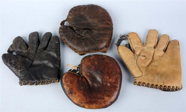 LOT OF 4: BASEBALL GLOVES & CATCHERS MITTS.      