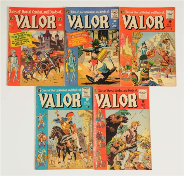 LOT OF 5: 1950S VALOR COMIC BOOKS.                