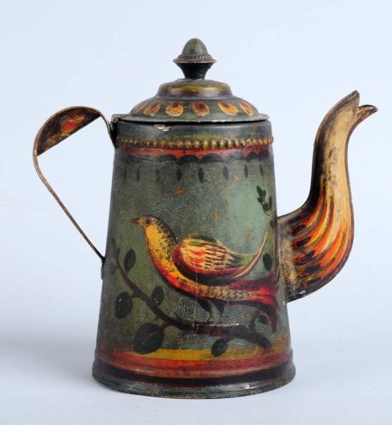 PAINTED TIN TOLL WARE TEAPOT.                     