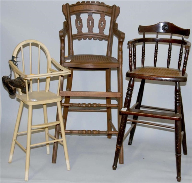 LOT OF 3 HIGH CHAIRS.                             