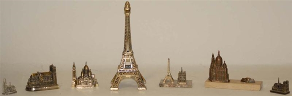LOT OF 7: METAL FRENCH BUILDINGS.                 