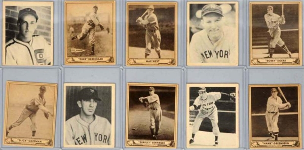 LOT OF 10: 1939 & 1940 PLAY BALL BASEBALL CARDS.  