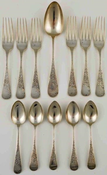 AMERICAN BRIGHT CUT SILVER FORKS AND SPOONS.      