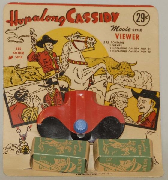 VINTAGE HOPALONG CASSIDY MOVIE VIEWER ON CARD.    
