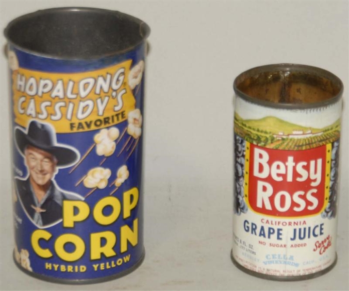 LOT OF 2: HOPALONG CASSIDY ENDORSED FOOD CANS.    