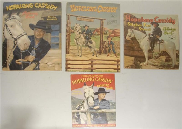 LOT OF 4: MISC. HOPALONG CASSIDY COLORING BOOKS.  