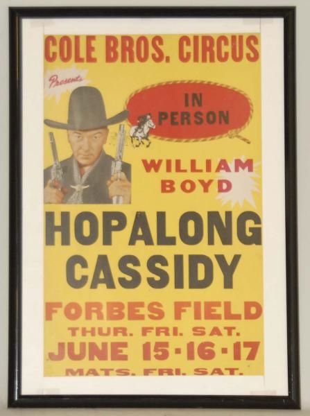 HOPALONG CASSIDY FORBES FIELD CIRCUS POSTER.      