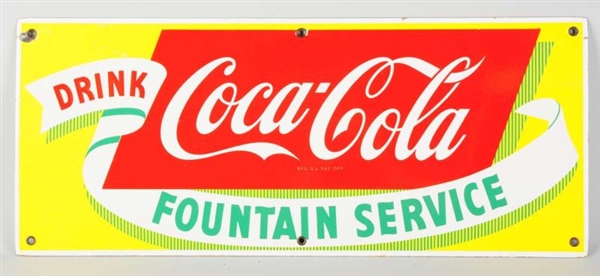 1950S PORCELAIN COCA-COLA FOUNTAIN SERVICE SIGN.  