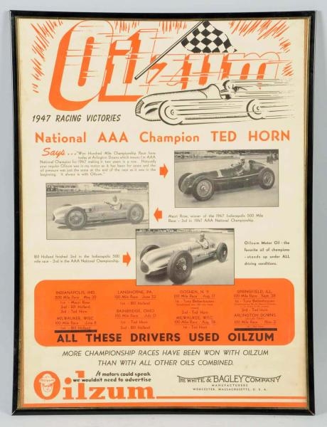 1947 OILZUM RACING VICTORIES POSTER.              