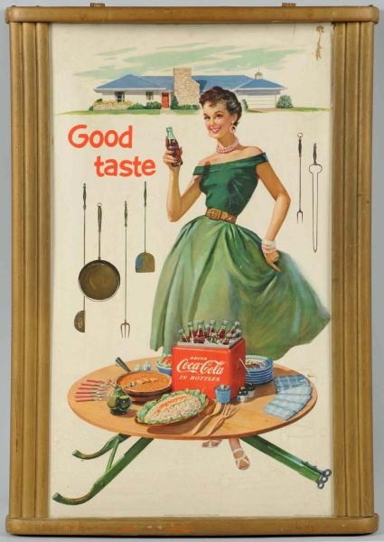 1955 COCA-COLA SMALL VERTICAL POSTER IN KAY FRAME 
