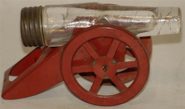 GLASS CANNON CANDY CONTAINER.                     
