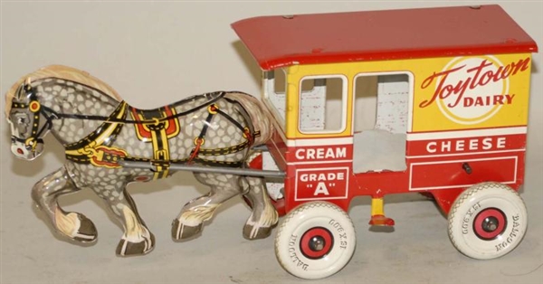 MARX TIN LITHO TOY TOWN HORSE DRAWN WIND UP TOY.  