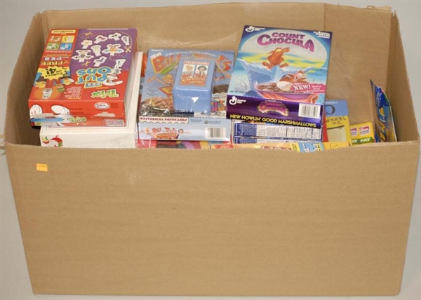 LARGE LOT OF ASSORTED CEREAL BOXES.               
