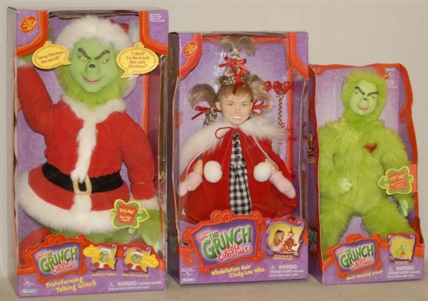 LOT OF 4: THE GRINCH TOYS IN BOXES.               