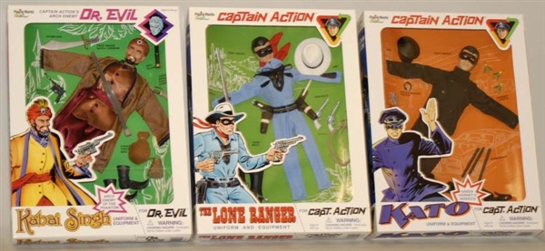 LOT OF 6: MODERN CAPTAIN ACTION FIGURES IN BOXES. 
