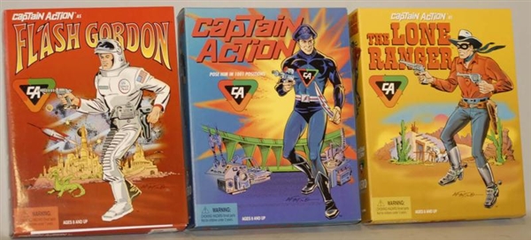 LOT OF 6: MODERN CAPTAIN ACTION FIGURES IN BOXES. 
