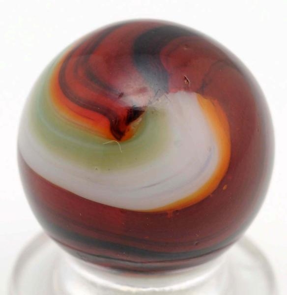 RED TRANSLUCENT BASE  AKRO AGATE POPEYE MARBLE.   