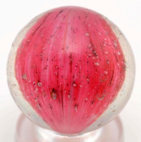 CRANBERRY RED ONIONSKIN LUTZ MARBLE.              