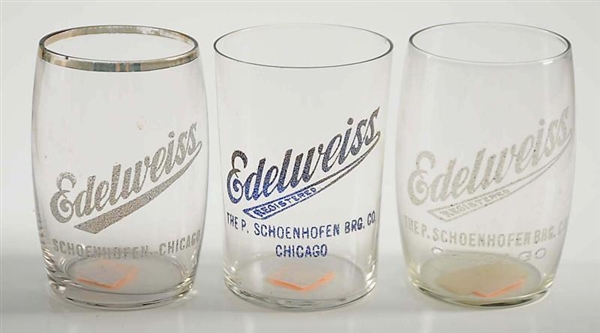 LOT OF 4: ACID-ETCHED BEER GLASSES.               