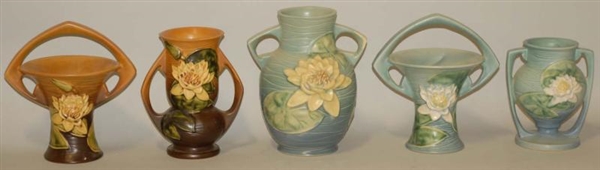 LOT OF 5: ROSEVILLE WATER LILY PIECES.            