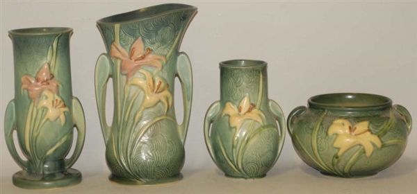LOT OF 4: GREEN ZEPHYR LILY ROSEVILLE PIECES.     