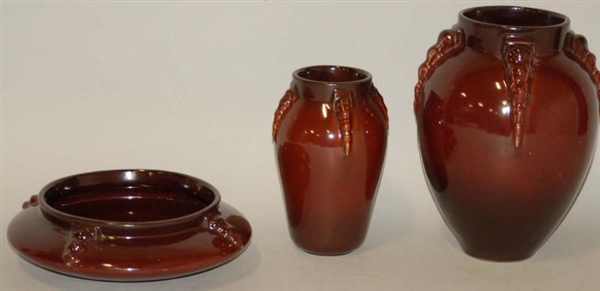 LOT OF 3: TOPEO ROSEVILLE PIECES.                 