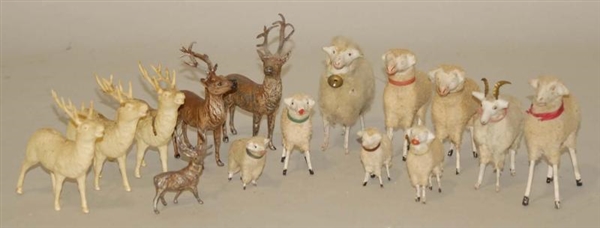 LOT OF  15: CHRISTMAS SHEEP & DEER FIGURES.       