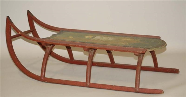 VICTORIAN HAND PAINTED WOODEN SLED.               