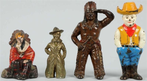 LOT OF 4: ASSORTED CAST IRON WESTERN FIGURES.     