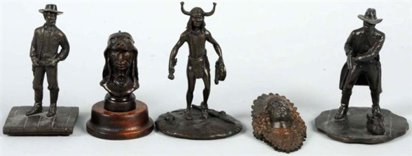 LOT OF 5: FRANKLIN MINT STATURES & INDIAN ITEMS.  