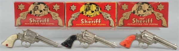 LOT OF 3: THE SHERIFF CAP GUNS IN BOXES.          