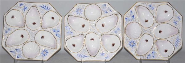 LOT OF 3: OCTAGONAL MATCHING OYSTER PLATES.       