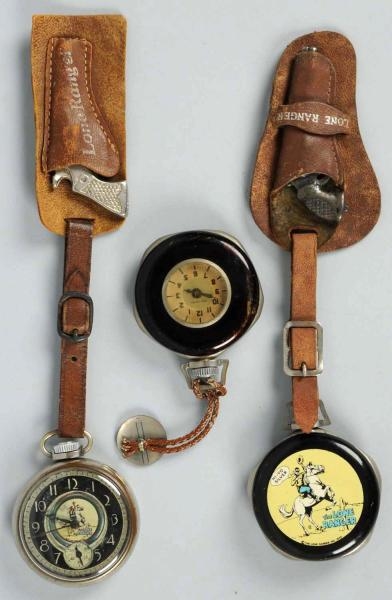 LOT OF 3: LONE RANGER POCKET WATCHES.             