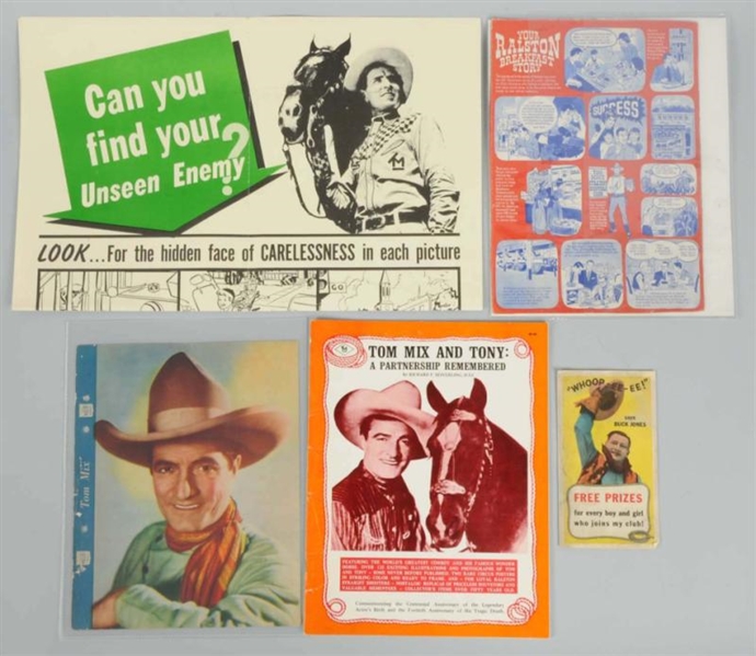 LOT OF 5: TOM MIX ITEMS.                          