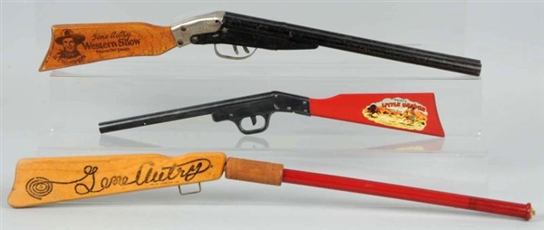 LOT OF 3: GENE AUTRY POP AND TOY SHOTGUNS.        