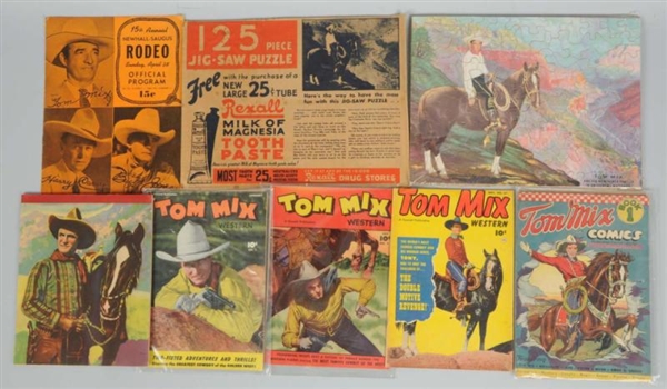 LOT OF 8: ASSORTED TOM MIX PAPER ITEMS.           