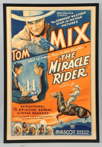 TOM MIX THE MIRACLE RIDER MOVIE POSTER.           