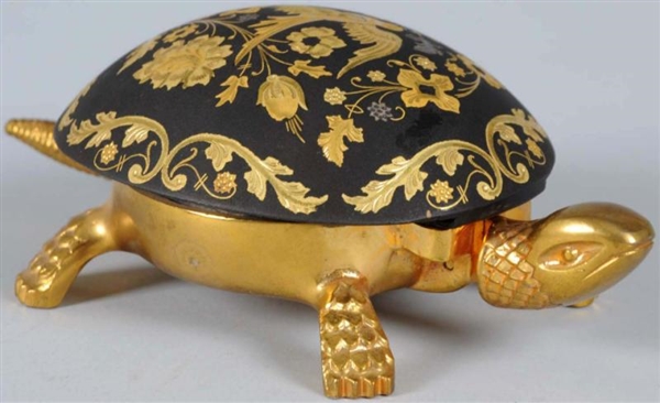 TURTLE DESK BELL WITH SILVER & GOLD DECORATIONS.  