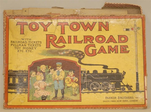 EARLY PARKER BROTHERS TOY TOWN RAILROAD GAME.     