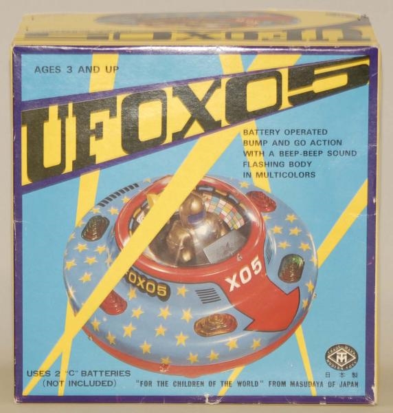 JAPANESE TIN BATTERY OP. UFO 05 SPACE SAUCER.     