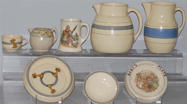 LOT OF 8: ROSEVILLE CREAMWARE PIECES.             