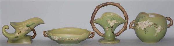 LOT OF 4: APPLE BLOSSOM PIECES IN GREEN.          