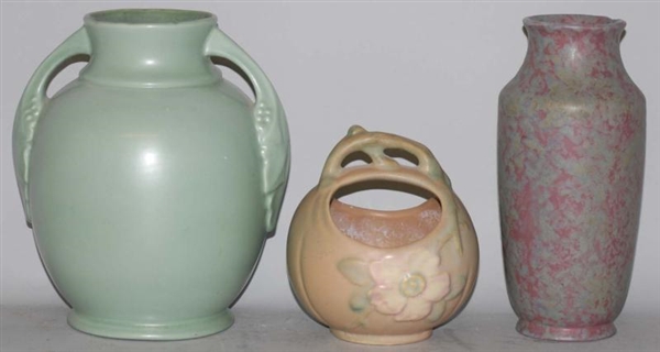 LOT OF 3: ASSORTED POTTERY PIECES.                