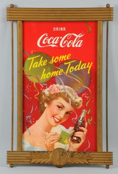 1950 COCA-COLA SMALL VERTICAL POSTER IN KAY FRAME 